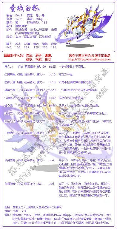 圣域白狐技能表
