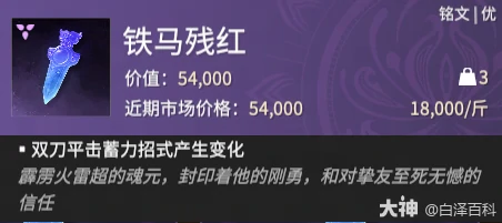 永劫无间摸金模式铁马残红铭文全效果解析