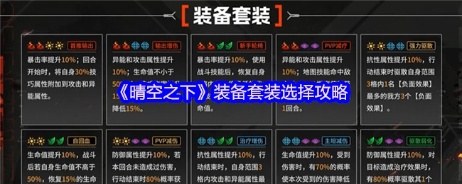 晴空之下最强装备搭配指南 轻松提升战力