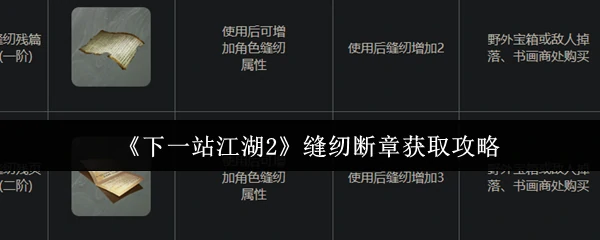 江湖2缝纫秘籍速拿指南