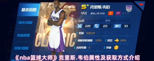 NBA篮球大师克里斯韦伯：超强属性揭秘与获取攻略