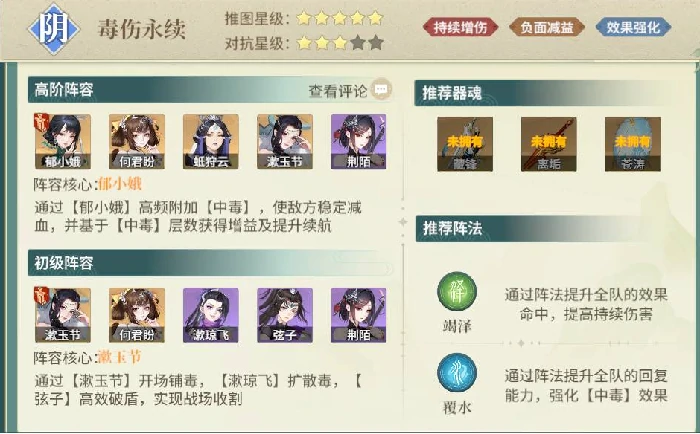 江湖如梦毒队怎么玩,江湖如梦毒队阵容搭配推荐