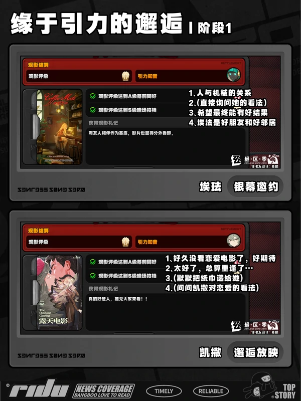 绝区零缘于引力的邂逅对话选项,绝区零看电影活动选项攻略