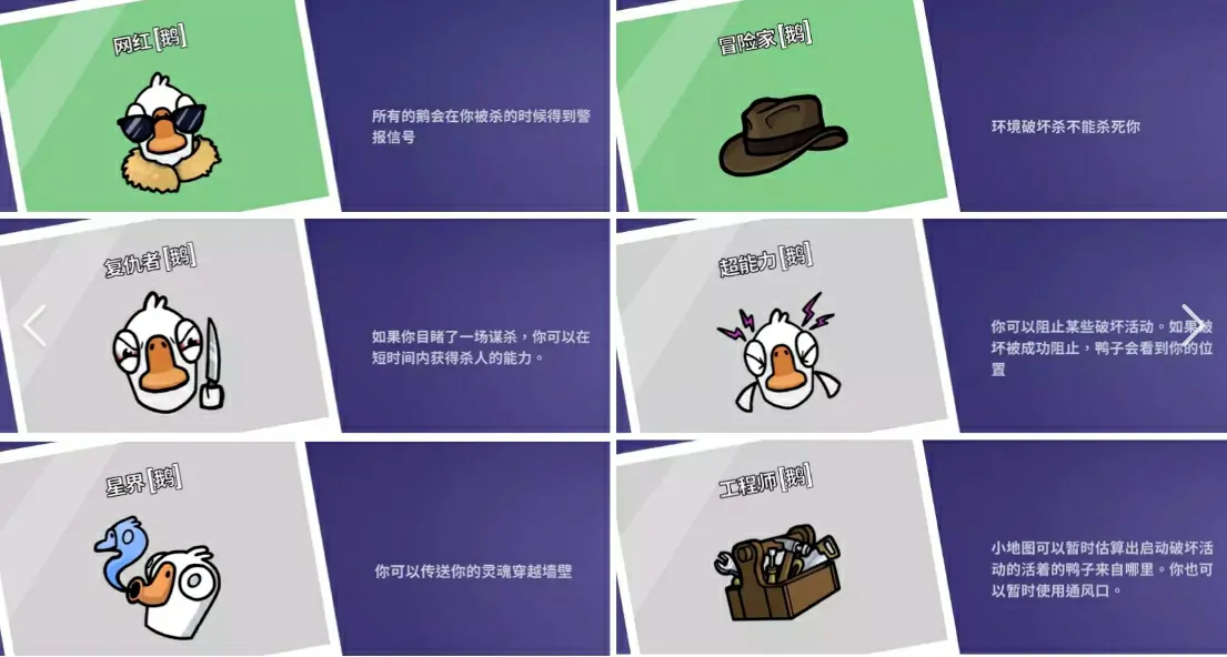 鹅鸭杀角色介绍,鹅鸭杀手游各个角色设定一览