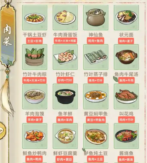 华夏千秋食谱介绍,华夏千秋食材获取