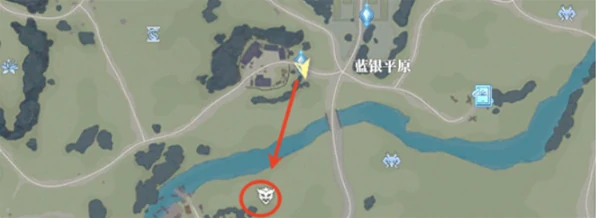 第二只卤阿鹿的位置：蓝银平原下方
